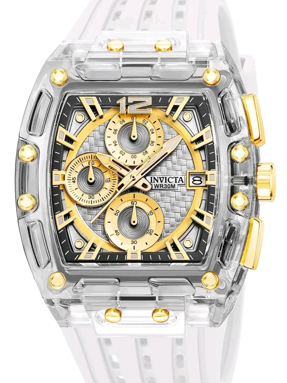 Invicta Gold and Clear Multifunction Chronograph Watch